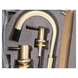 AKLFGN 8 in. Widespread Double Handle Bathroom Faucet 3 Hole Sink Faucet with Pop-Up Drain in Brushed Gold