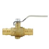 3/4 in. Brass PEX-A Barb Ball Valve with Drain and Mounting Pad
