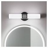 Sashi 18 in. Bath Bar Small Vanity Light LED with White Glass in Black