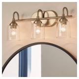 Erta 24 in. 3-Light Champagne Bronze Bathroom Vanity Light with Clear Glass Shades