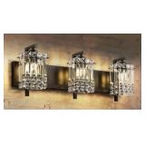 Rennnsan Charlotte 25.6 in. 3-Light Modern Black Bathroom Vanity-Light with Square Crystal Shades