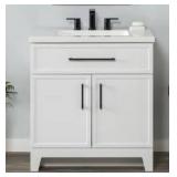 Style Selections Potter 30-in True White Single Sink Bathroom Vanity with White Cultured Marble Top
