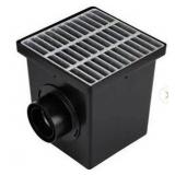 NDS 12 in. Square Catch Basin Drain Kit with 2-Opening Catch Basin Steel Grate 2-Outlet Adapters 1-Outlet Plug