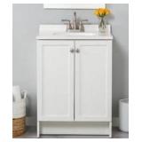 Project Source Jax 24-in True White Single Sink Bathroom Vanity with White Cultured Marble Top