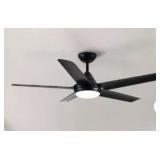 YUHAO 48 in. LED Indoor Matte Black Ceiling Fan with Integrated Light Kit and Remote Control