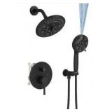 HOMEMYSTIQUE Single Handle 8-Spray Round Shower Faucet 2.5 Gpm with Adjustable Flow Rate in Matte Black- Retail: $190