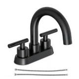 Glacier Bay Cartway 4 in. Centerset 2-Handle High-Arc Bathroom Faucet in Matte Black