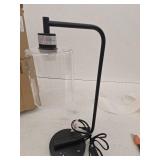 Simple Designs 18.8  Industrial Vintage Bronson Iron Desk Lamp with Glass Shade  Black