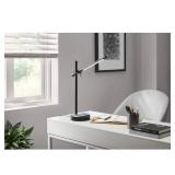 22 in. Indoor Black Integrated LED Table Lamp with Built-in Wireless Charging Pad