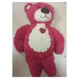 Pink Plush Teddy Bear with Plaid Heart