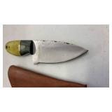 Handcrafted small full tang knife blade with leather sheath hunting / fishing approx 7.5 inches