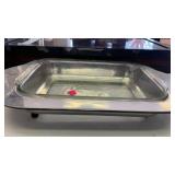 Art Deco Glass Display Case with Chevron Pattern with Pyrex glass baking dish approx 13x9x2 inches MGA75