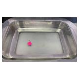 Art Deco Glass Display Case with Chevron Pattern with Pyrex glass baking dish approx 13x9x2 inches MGA75