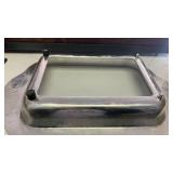 Art Deco Glass Display Case with Chevron Pattern with Pyrex glass baking dish approx 13x9x2 inches MGA75