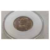 1960 Jefferson Nickel Coin Monticello BU Brilliant Uncirculated in protective case