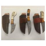 Damascus Steel Fixed Blade Knife Collection lot of 3 Retail $120