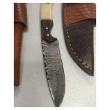 Handcrafted Damascus Steel Hunting Knives Set lot of 3 retail: $120