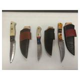 Handcrafted Damascus Steel Knife Collection lot of 3 Retail $120