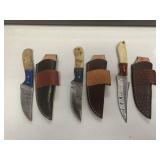 Handmade Damascus Steel Hunting Knife Set lot of 3 Retail $120