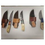 Handmade Damascus Steel Hunting Knife Set lot of 3 Retail $120