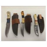 Handcrafted Damascus Steel Hunting Knife Set lot of 3 Retail $120