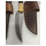 Handcrafted Damascus Steel Hunting Knife Set lot of 3 Retail $120