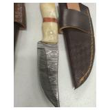 Handcrafted Damascus Steel Hunting Knife Set lot of 3 Retail $120