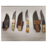 Handcrafted Damascus Steel Hunting Knife Set lot of 3 Retail $120