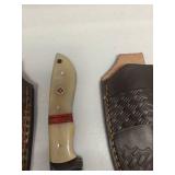 Handcrafted Damascus Steel Hunting Knife Set lot of 3 Retail $120