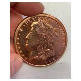 1 oz 999 Fine Copper Round Morgan Dollar design