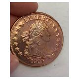 1 oz 999 Fine Copper Round 1804 Draped Bust Dollar design
