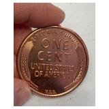 1 oz 999 Fine Copper Round 1909-S wheat penny design