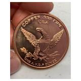 1 oz 999 Fine Copper Round 4th of July design