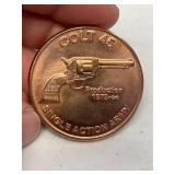 1 oz 999 Fine Copper Round Colt 45 design
