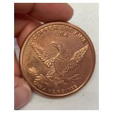 1 oz 999 Fine Copper Round Happy birthday cake design