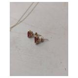 14k Ruby Heart Pendant with Chain and Earring Set