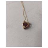 14k Ruby Heart Pendant with Chain and Earring Set