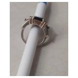 Art Deco Style Black Onyx and Marcasite Sterling Silver Ring