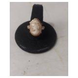 Shell Cameo Ring in 10k Gold Setting