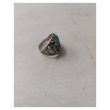 Sterling Silver Turquoise and Coral Ring