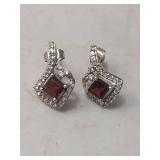 Sterling Silver Garnet and Crystal Drop Earrings