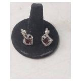 Sterling Silver Garnet and Crystal Drop Earrings