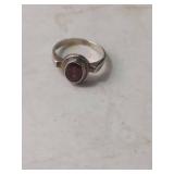 Sterling Silver Garnet Solitaire Ring