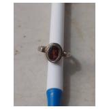 Sterling Silver Garnet Solitaire Ring