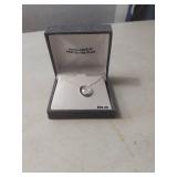 Marcasite and Silver Heart Moon Pendant Necklace