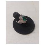Sterling Silver Emerald Ring with Baguette Accents