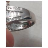 Sterling Silver Emerald Ring with Baguette Accents