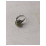 Sterling Silver Green Nephrite Jade Ring