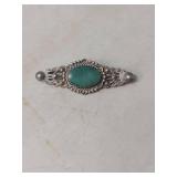 Native American Style Turquoise Silver Brooch