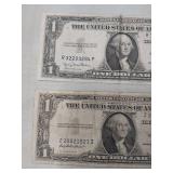 (2) 1935 Series One Dollar Silver Certificates